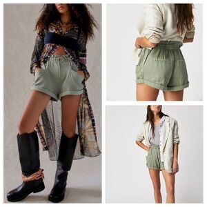 NWT Free People Topanga Cuff Shorts in Oil Green